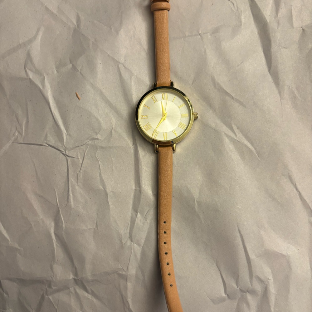 Francesca's Collections Gold Watch with Tan Strap